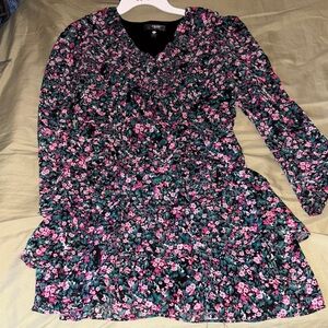 Aqua Floral Kids Dress - Pink and Black